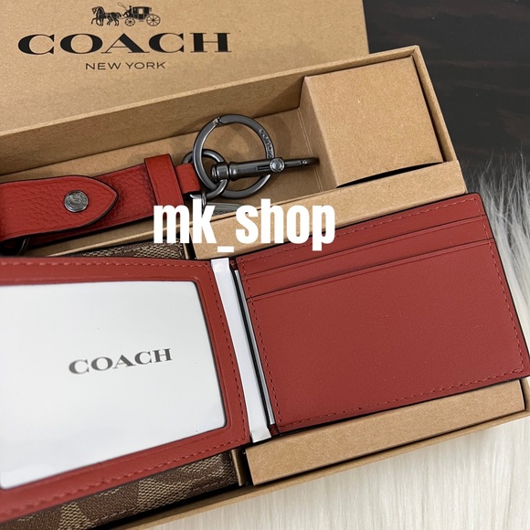 COACH Men’s 3 in 1 Wallet Credit Card Case Keychain Gift Set - Picture 8 of 14